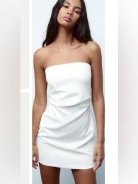 Zara Strapless Cream Mini Dress